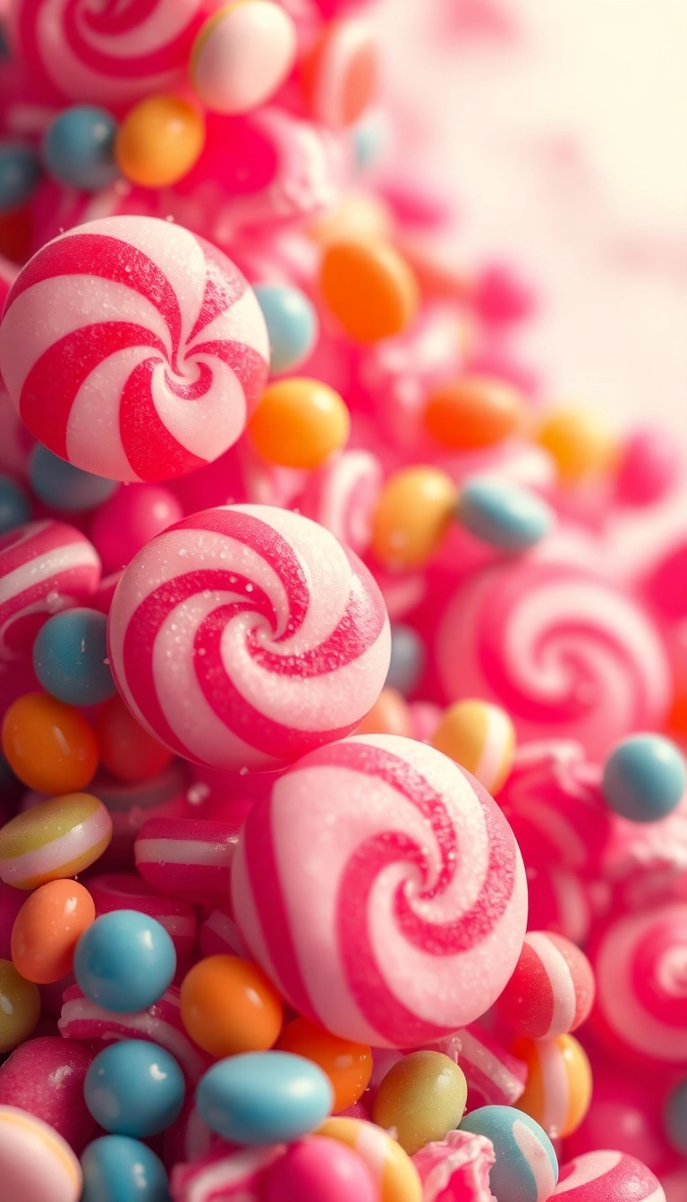 HD iPhone AI Mixed Candies Close Up Luxurious Background